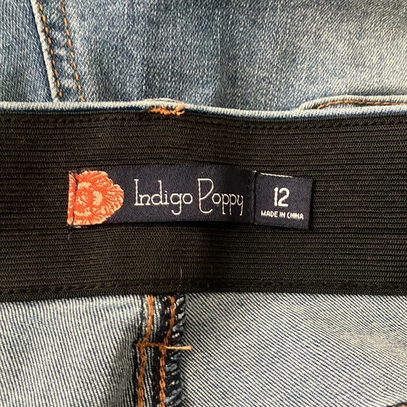 Indigo Poppy Tummy Control Bootcut with Classic Pockets Distressed Denim Size 12 - Picture 8 of 9